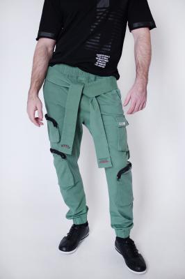 Мужские брюки карго с лентами-поясом