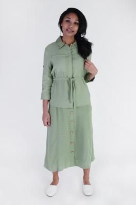 Женская длинная юбка на пуговицах и удобном поясе-резинке