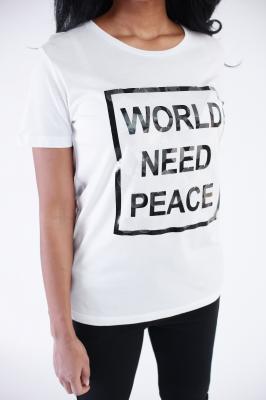 Женская футболка с надписью “WORD NEED PEACE”