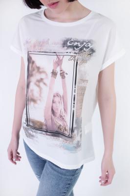 Женская футболка с портретом девушки “ENJOY”