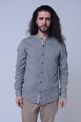Рубашка мужская бренда с воротником-стойкой Slim Fit