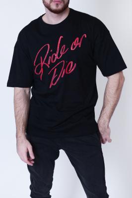 Мужская футболка с красным принтом “ride or die”